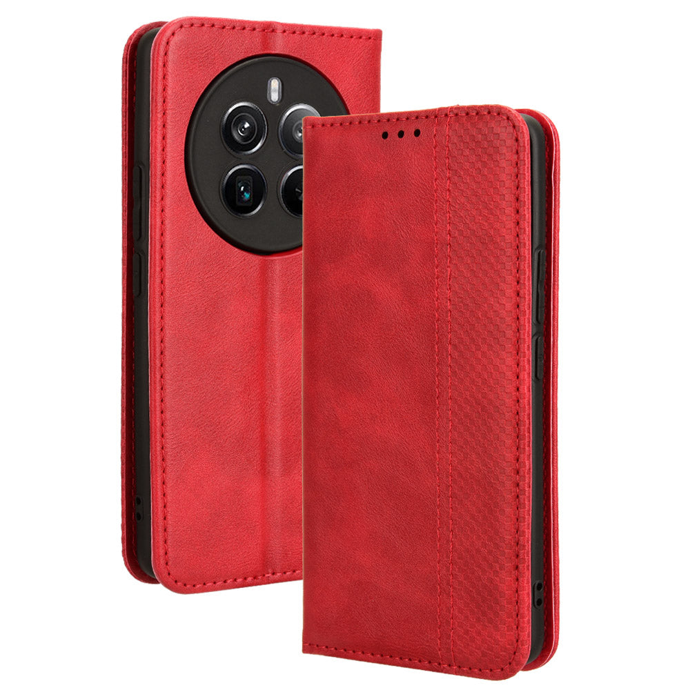 For Realme 12+ 5G / Narzo 70 Pro 5G Wallet Case Viewing Stand Leather Retro Texture Phone Cover