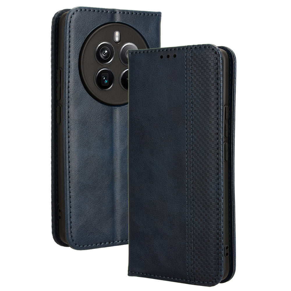 For Realme 12+ 5G / Narzo 70 Pro 5G Wallet Case Viewing Stand Leather Retro Texture Phone Cover