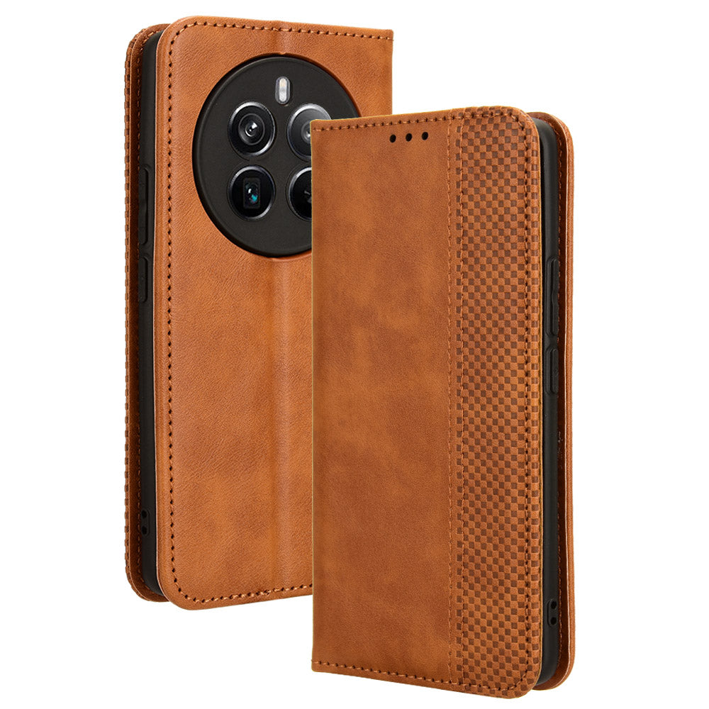 For Realme 12+ 5G / Narzo 70 Pro 5G Wallet Case Viewing Stand Leather Retro Texture Phone Cover