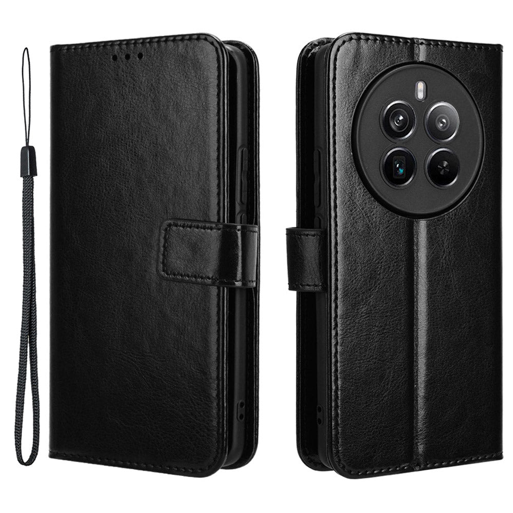 For Realme 12+ 5G / Narzo 70 Pro 5G Case PU Leather Crazy Horse Texture Folio Wallet Phone Cover
