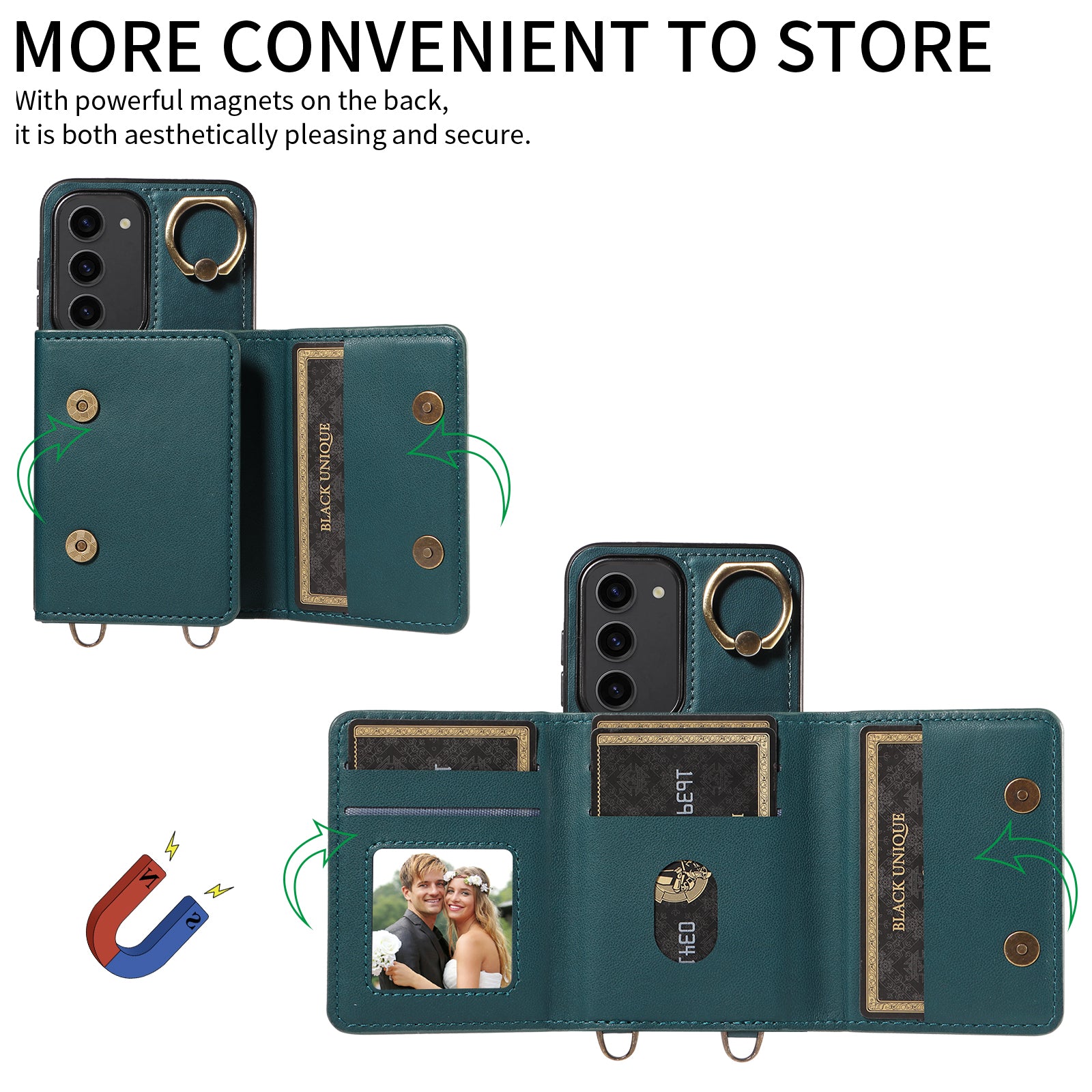 007 For Samsung Galaxy S23 Case with Ring Splicing Design Kickstand Leather Coated TPU Cover