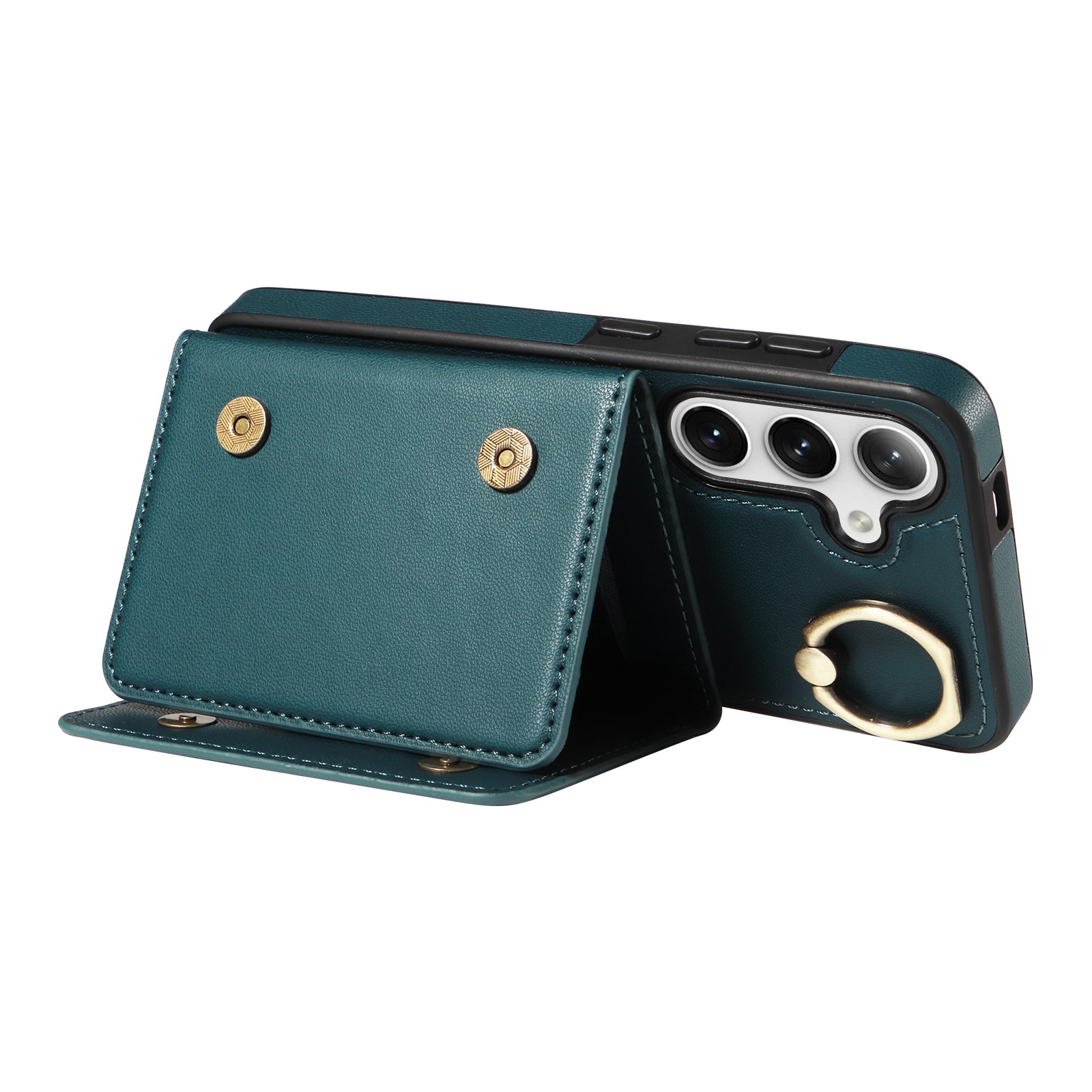 007 For Samsung Galaxy S24 Case Calf Texture Card Holder Leather + TPU Phone Cover