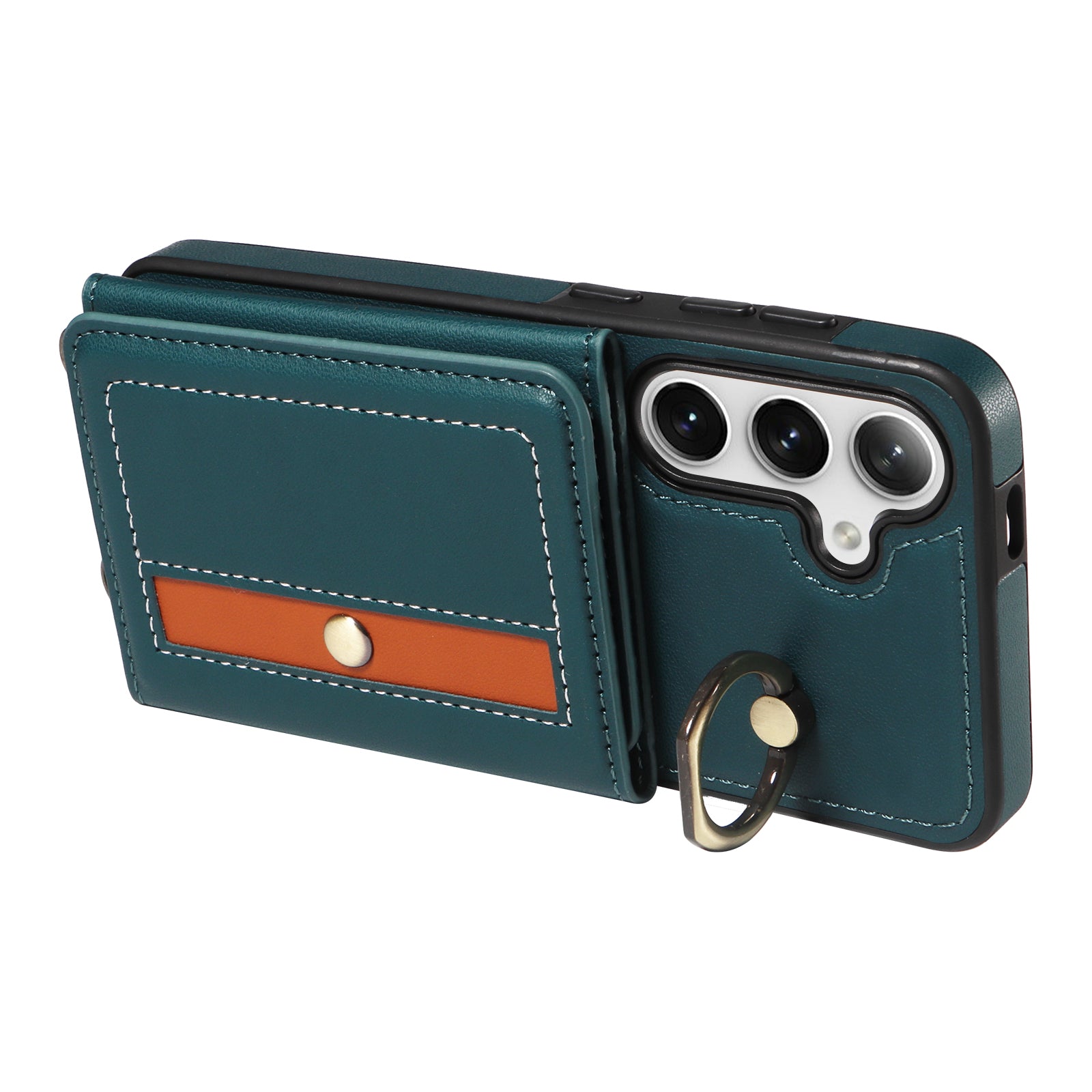 007 For Samsung Galaxy S24 Case Calf Texture Card Holder Leather + TPU Phone Cover