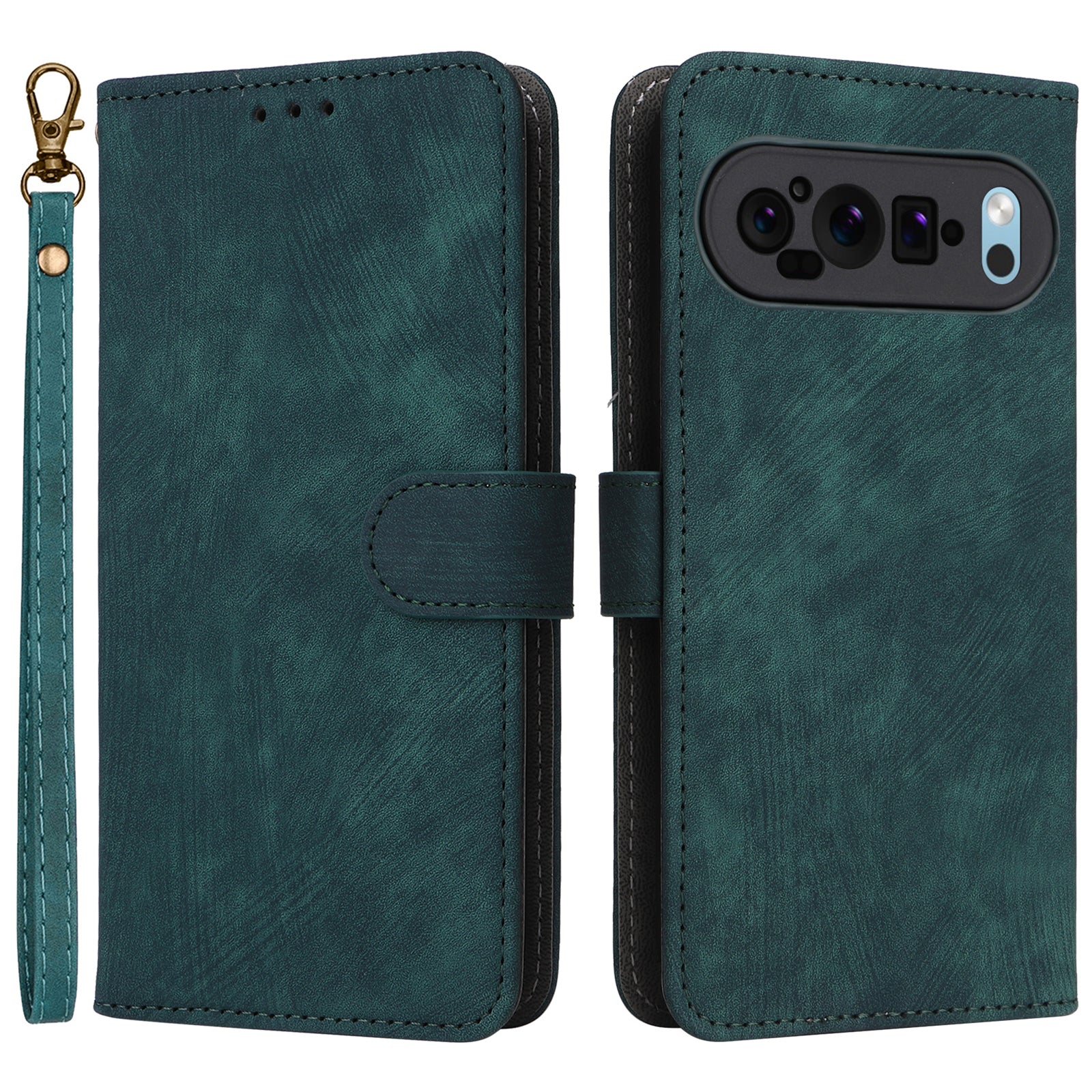 For Google Pixel 9 Leather Case RFID Blocking Wallet Phone Cover with Wrist Strap