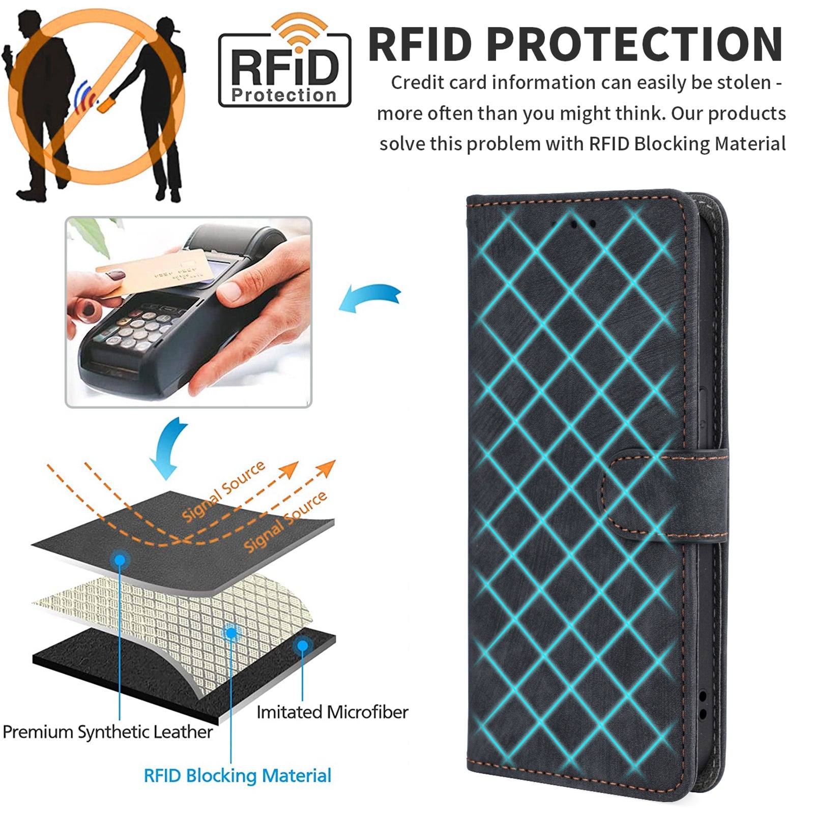 For Google Pixel 9 Leather Case RFID Blocking Wallet Phone Cover with Wrist Strap