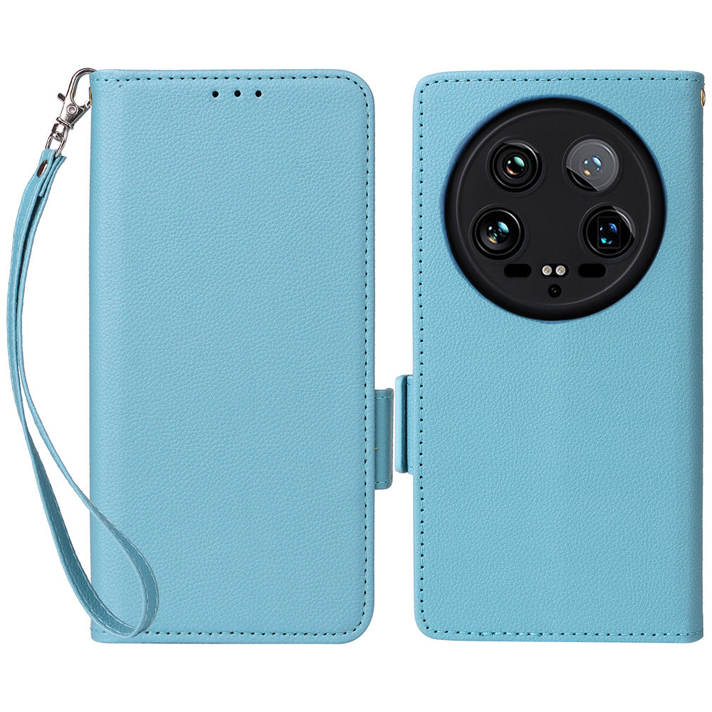For Xiaomi 14 Ultra Wallet Case Litchi Texture Leather Protective Phone Cover with Strap