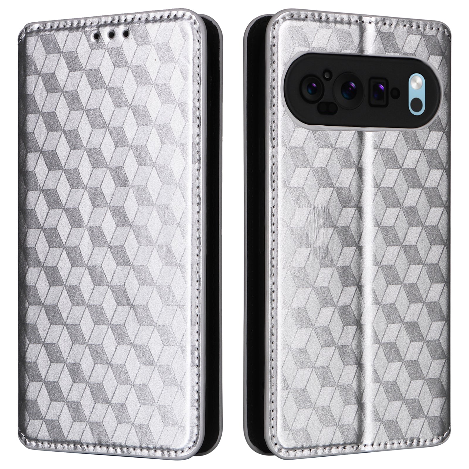 For Google Pixel 9 Wallet Case PU Leather Rhombus Imprinted Stand Phone Cover