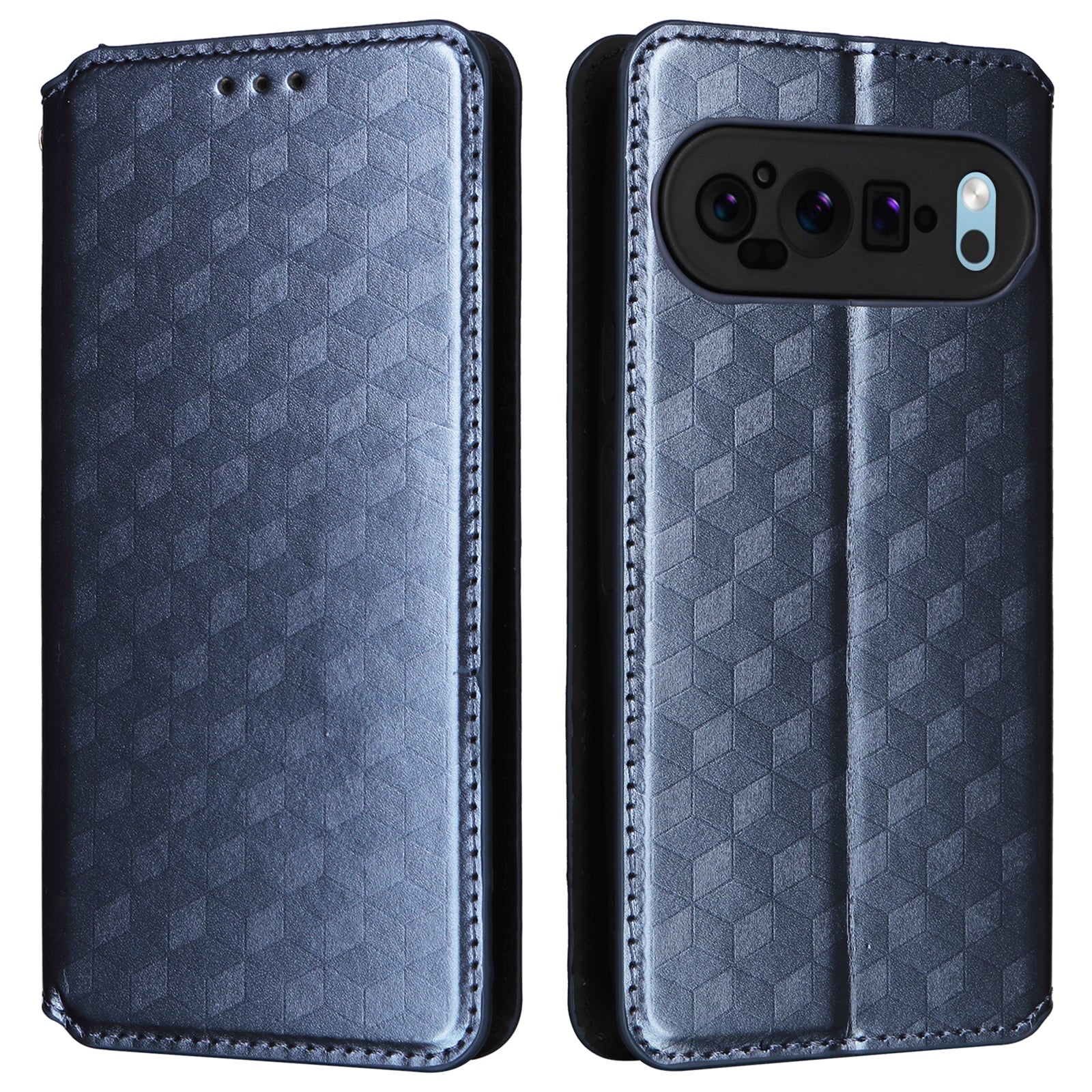 For Google Pixel 9 Pro Case Rhombus Imprinted Leather + TPU Wallet Phone Cover