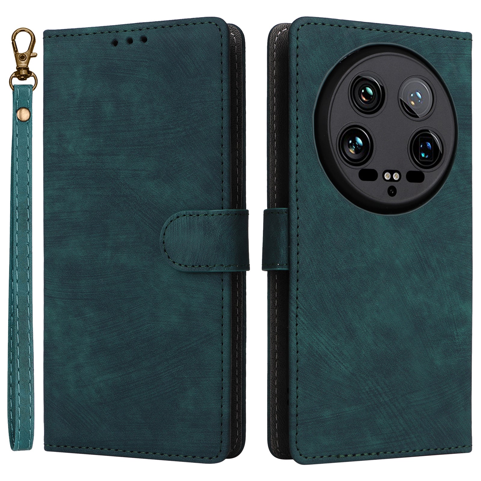 For Xiaomi 14 Ultra Phone Case with Hand Strap PU Leather RFID Blocking Wallet Cover