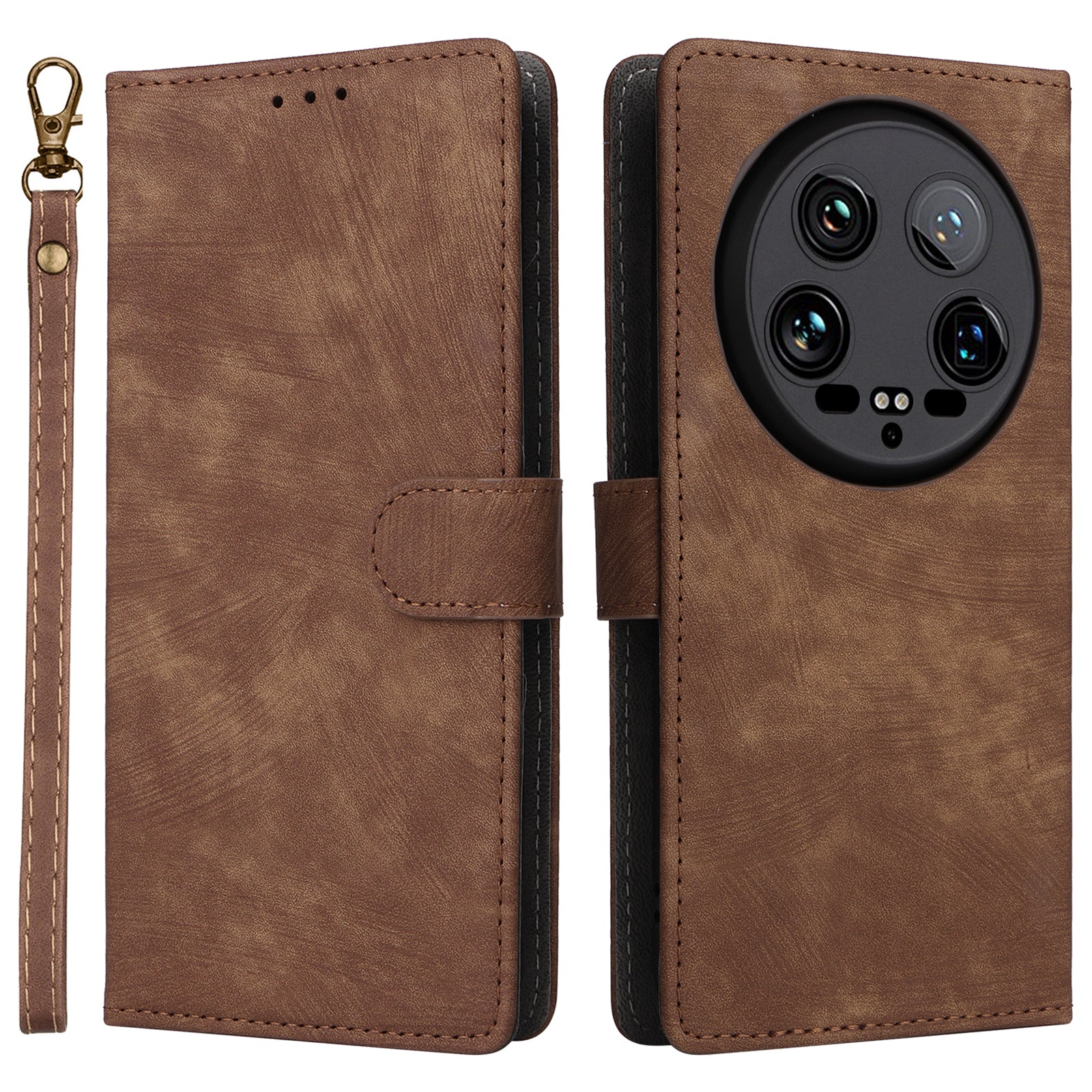 For Xiaomi 14 Ultra Phone Case with Hand Strap PU Leather RFID Blocking Wallet Cover
