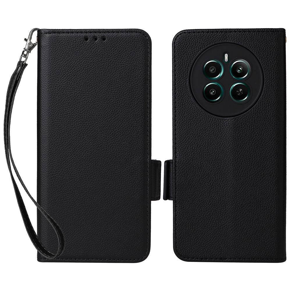 For Realme 12+ 5G / Narzo 70 Pro 5G Wallet Case Litchi Texture Stand PU Leather Phone Cover