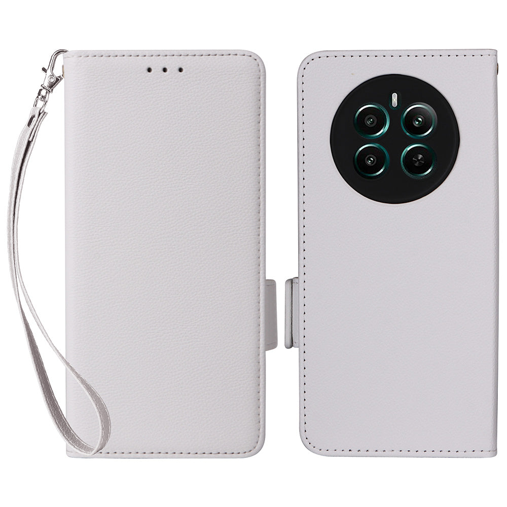 For Realme 12+ 5G / Narzo 70 Pro 5G Wallet Case Litchi Texture Stand PU Leather Phone Cover
