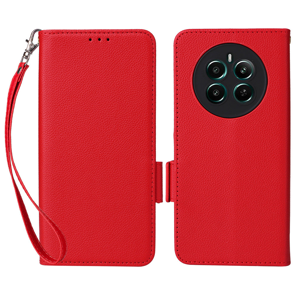 For Realme 12+ 5G / Narzo 70 Pro 5G Wallet Case Litchi Texture Stand PU Leather Phone Cover