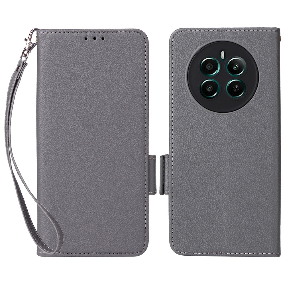 For Realme 12+ 5G / Narzo 70 Pro 5G Wallet Case Litchi Texture Stand PU Leather Phone Cover
