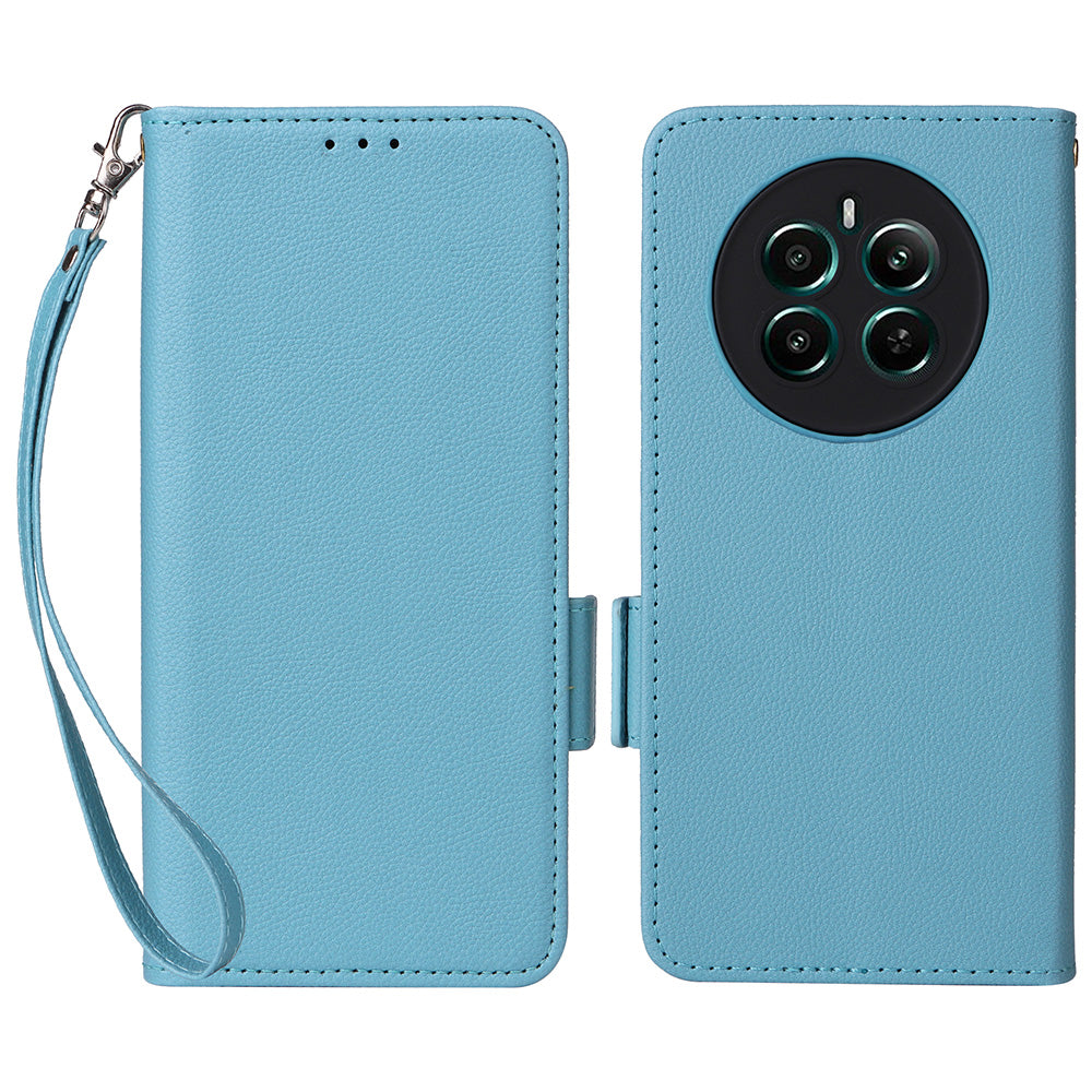 For Realme 12+ 5G / Narzo 70 Pro 5G Wallet Case Litchi Texture Stand PU Leather Phone Cover