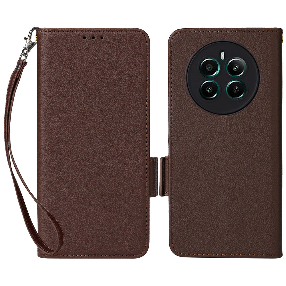 For Realme 12+ 5G / Narzo 70 Pro 5G Wallet Case Litchi Texture Stand PU Leather Phone Cover