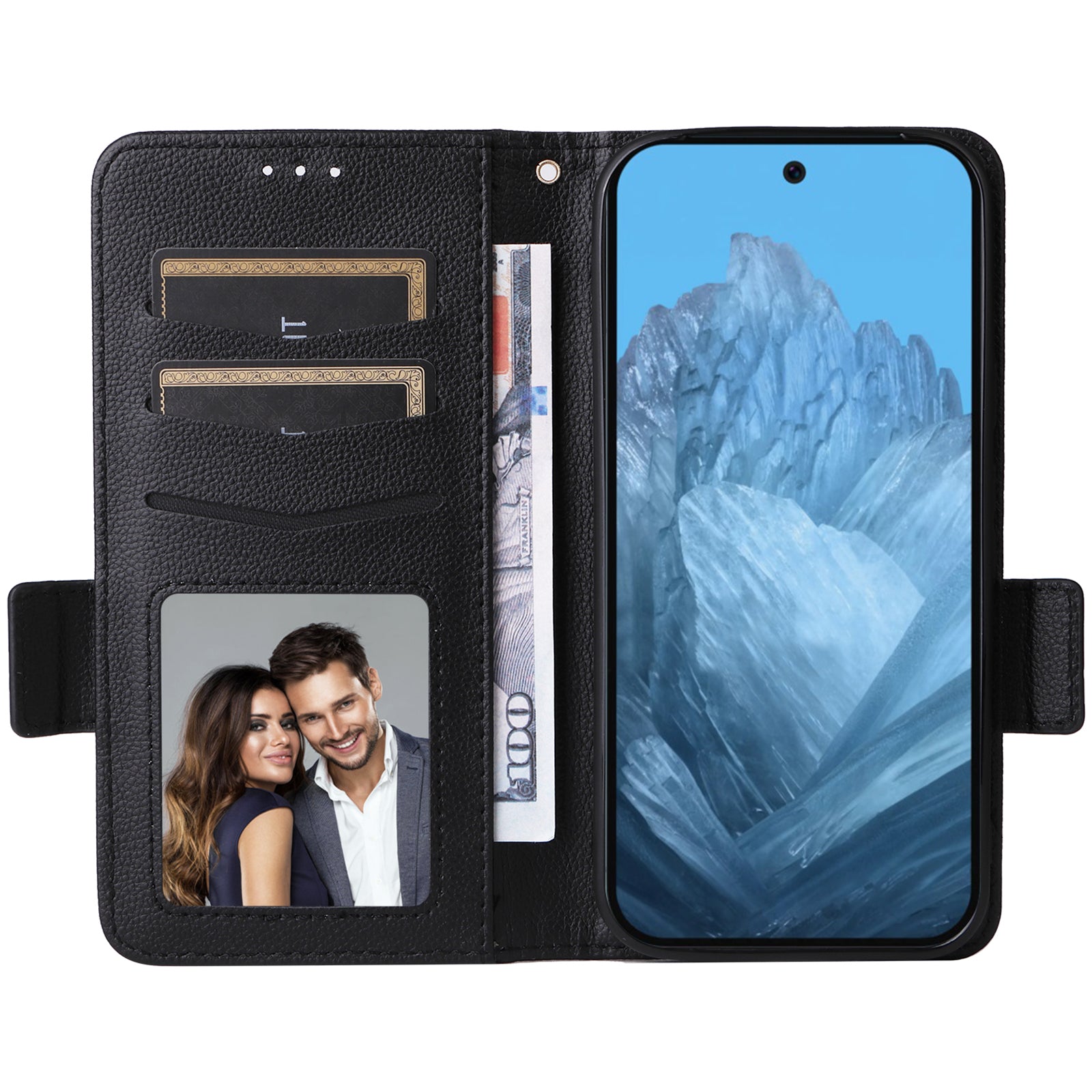 For Google Pixel 9 Pro Leather Case with Wrist Strap Litchi Texture Phone Wallet Cover