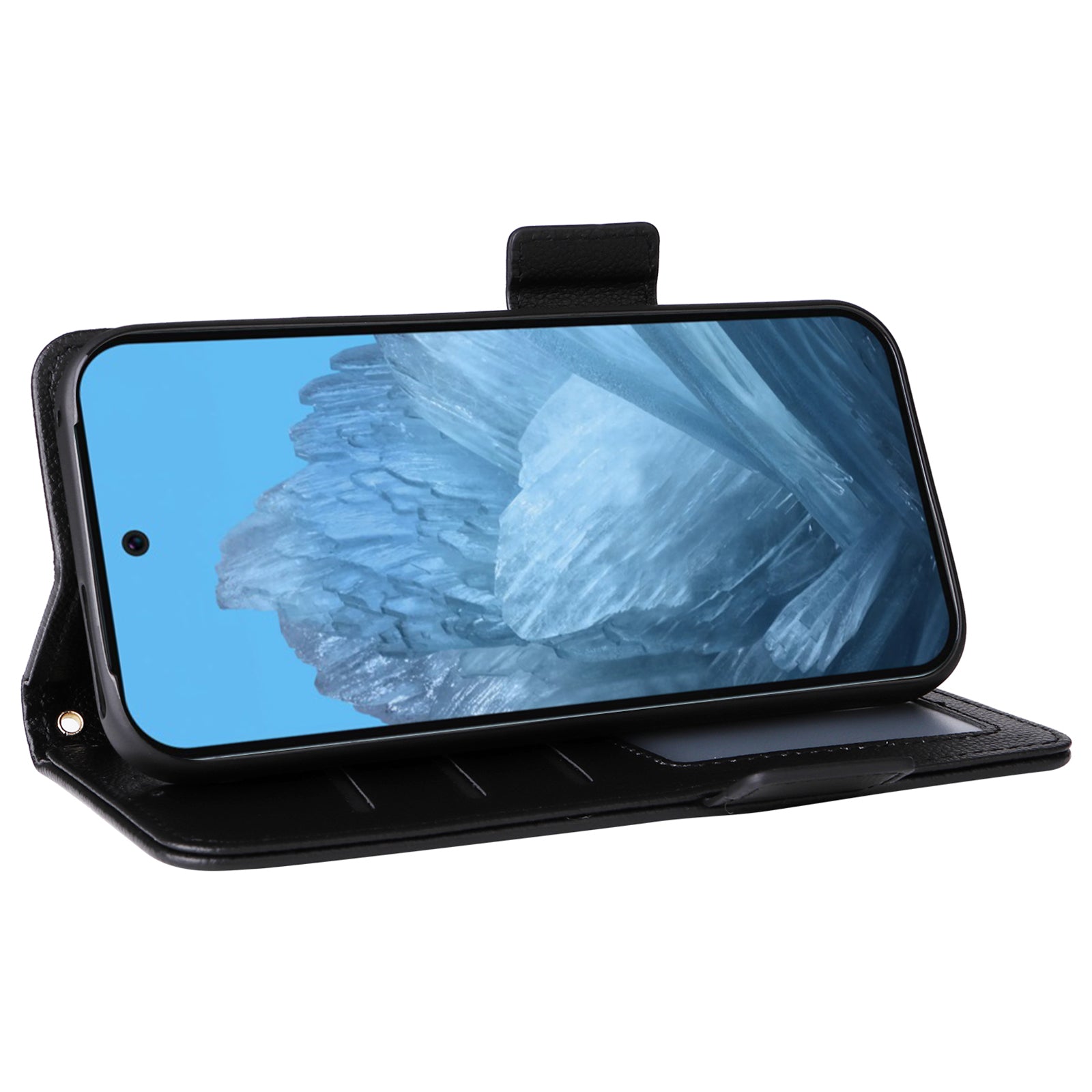 For Google Pixel 9 Pro Leather Case with Wrist Strap Litchi Texture Phone Wallet Cover