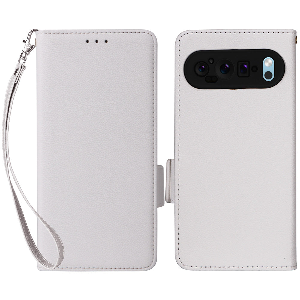 For Google Pixel 9 Case Wallet PU Leather + TPU Phone Cover Litchi Texture
