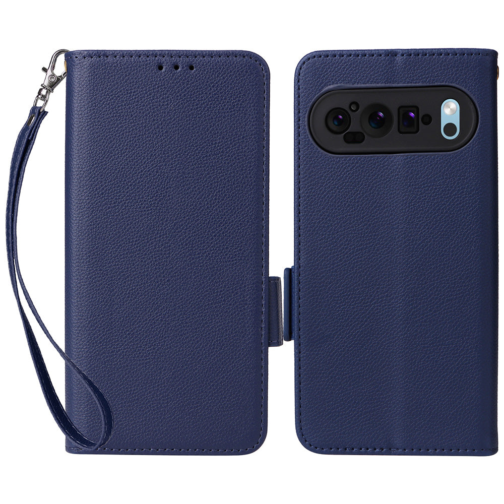 For Google Pixel 9 Case Wallet PU Leather + TPU Phone Cover Litchi Texture