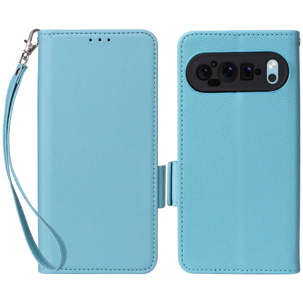 For Google Pixel 9 Case Wallet PU Leather + TPU Phone Cover Litchi Texture