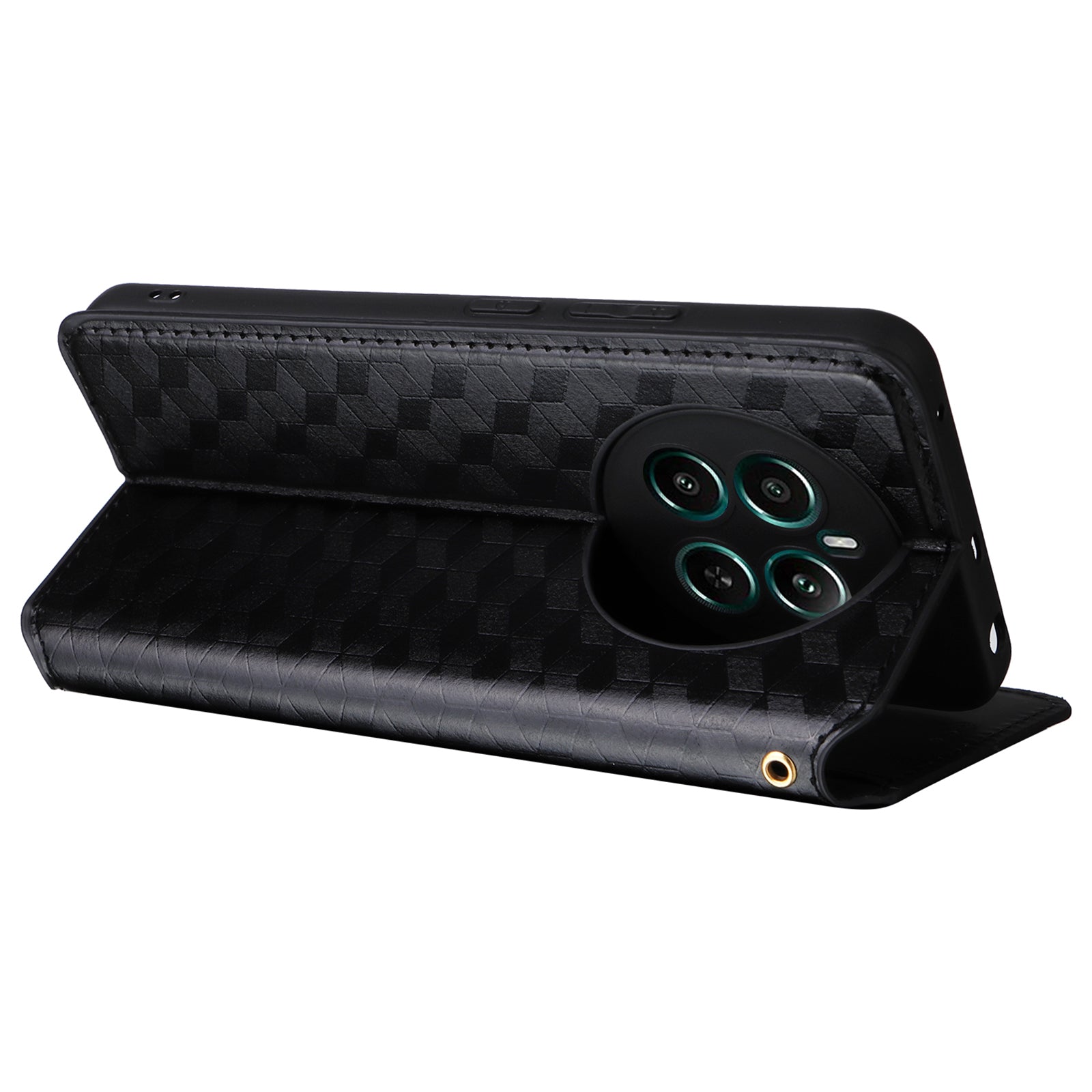 For Realme 12+ 5G / Narzo 70 Pro 5G Leather Case Magnetic Closing Rhombus Wallet Phone Cover