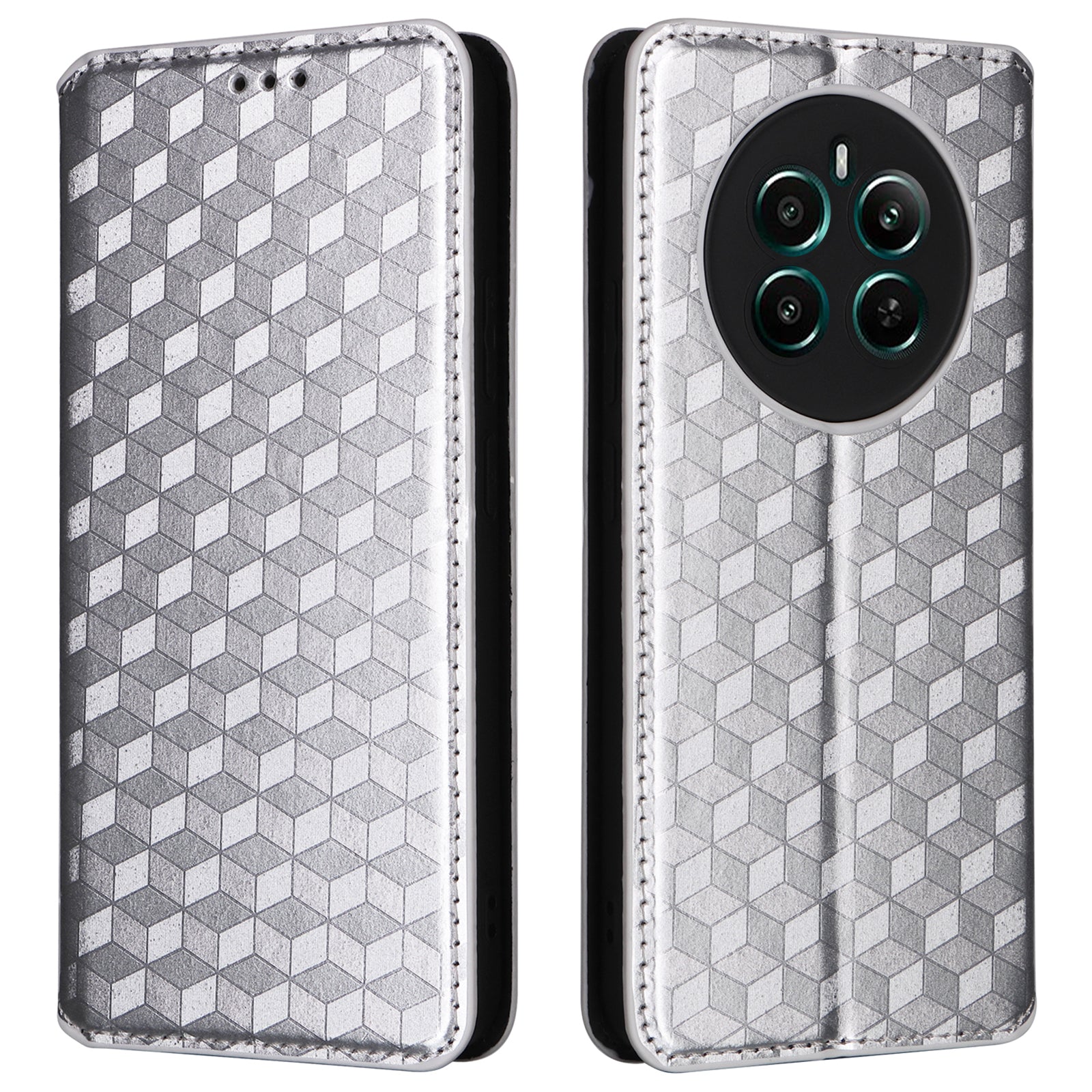 For Realme 12+ 5G / Narzo 70 Pro 5G Leather Case Magnetic Closing Rhombus Wallet Phone Cover