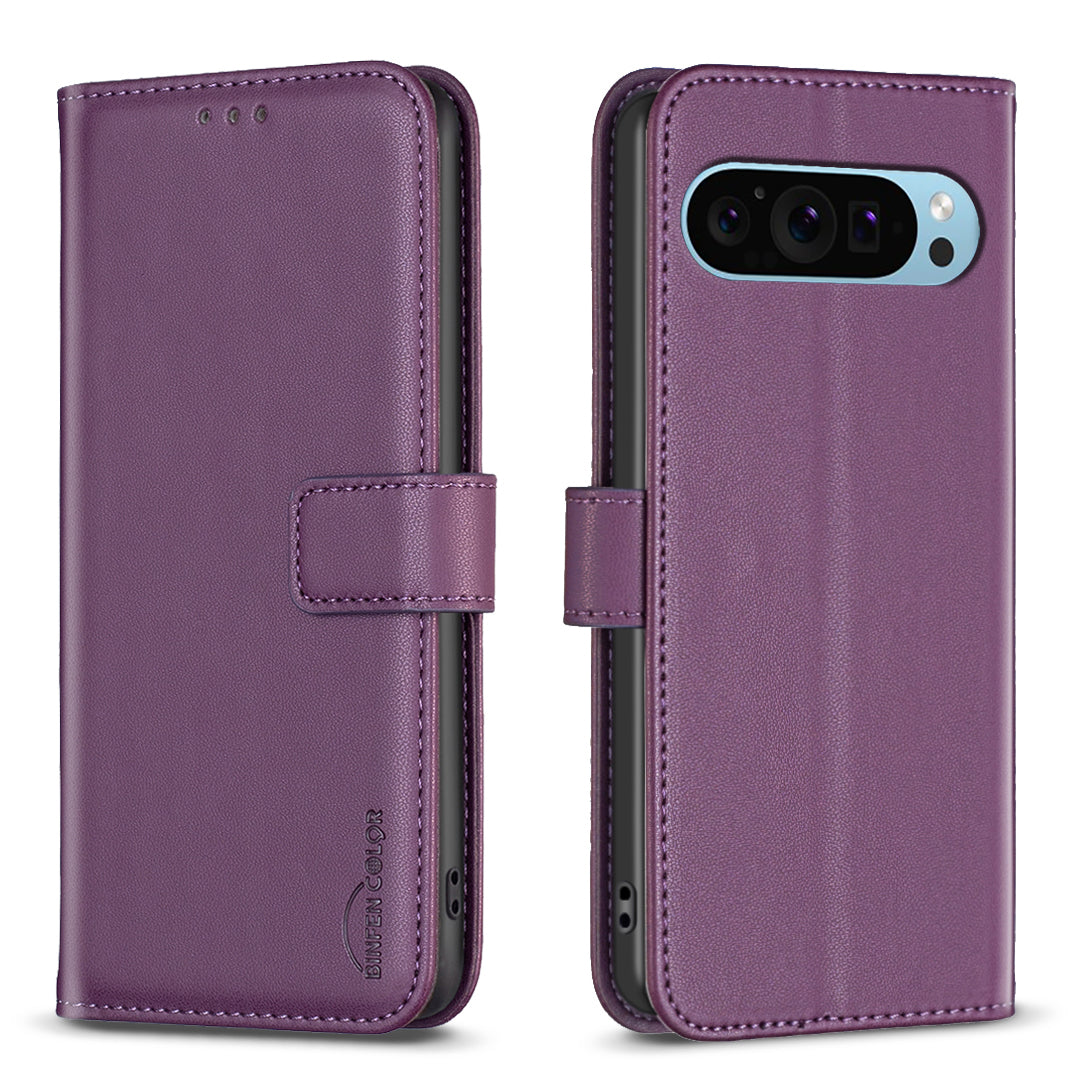 BINFEN COLOR BF17 For Google Pixel 9 Magnetic Phone Case Drop-proof Leather Card Slots Cover