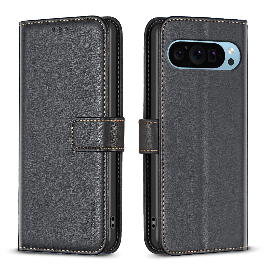 BINFEN COLOR BF17 For Google Pixel 9 Magnetic Phone Case Drop-proof Leather Card Slots Cover