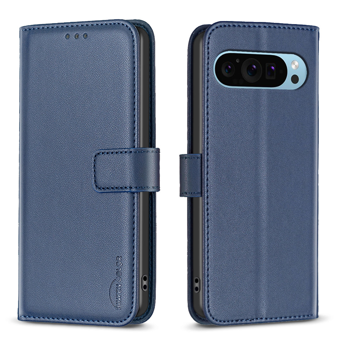 BINFEN COLOR BF17 For Google Pixel 9 Magnetic Phone Case Drop-proof Leather Card Slots Cover