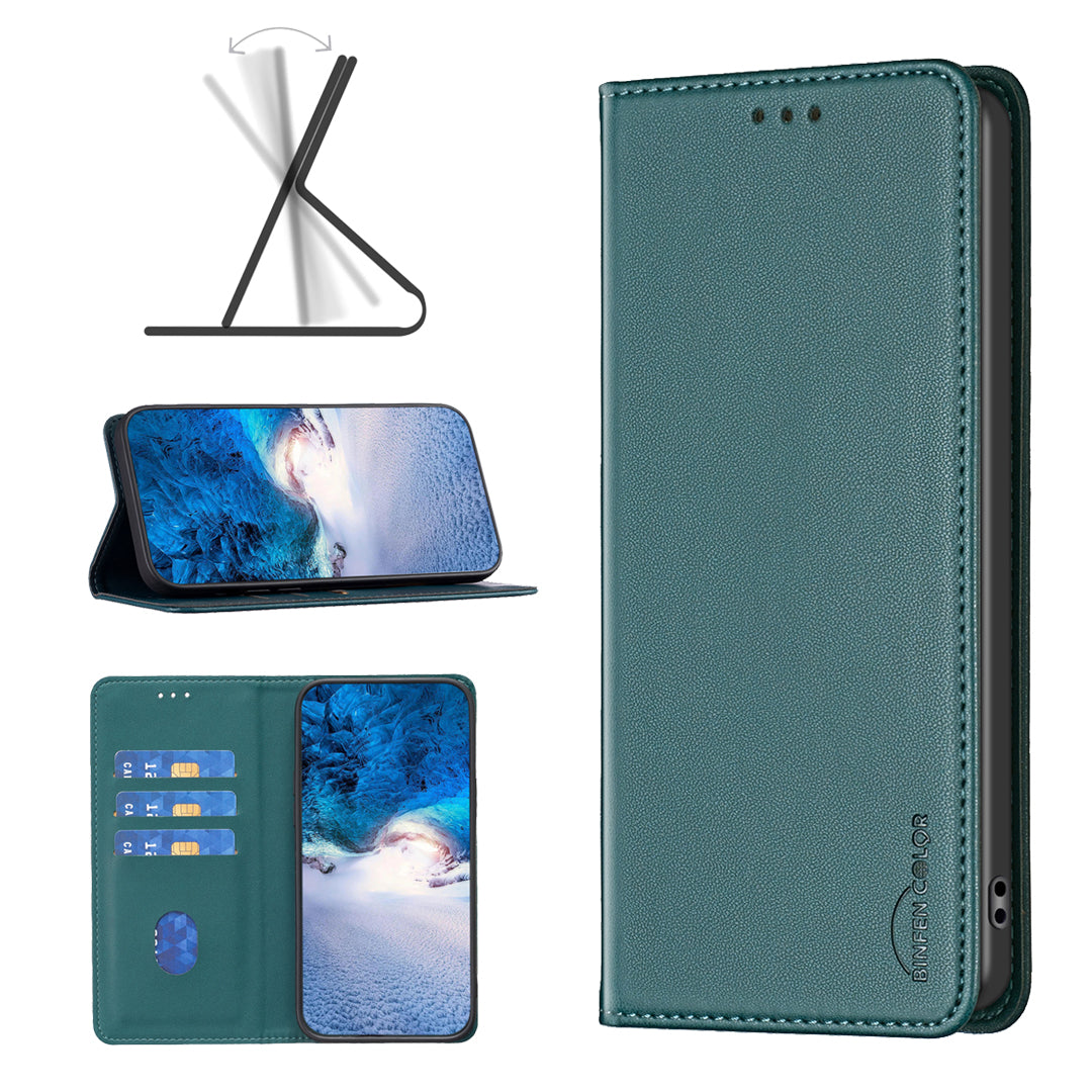 BINFEN COLOR BF18 For Google Pixel 9 Pro Case PU Leather Viewing Stand Phone Cover with 3 Card Holder