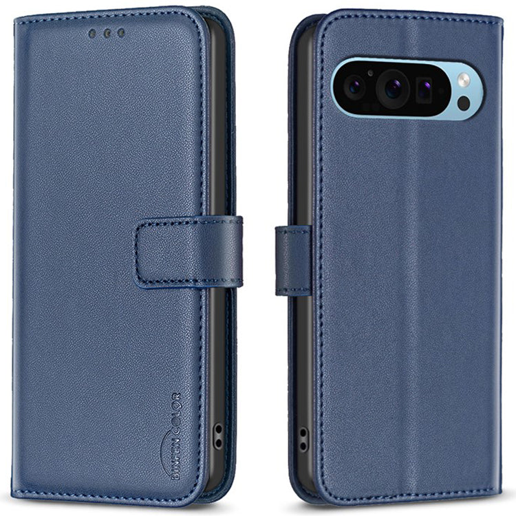 BINFEN COLOR BF17 For Google Pixel 9 Pro Leather Case Stand Magnetic Closure Flip Folio Phone Cover