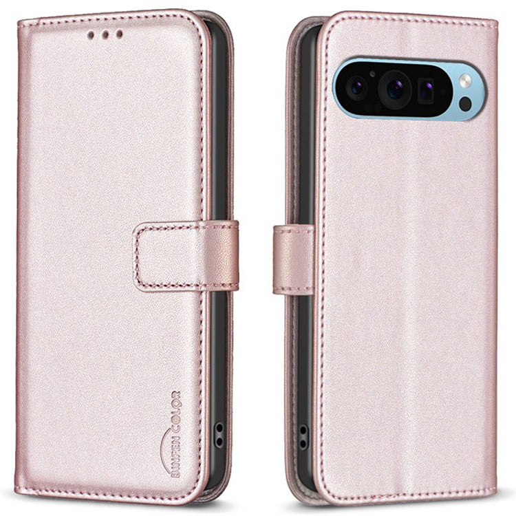 BINFEN COLOR BF17 For Google Pixel 9 Pro Leather Case Stand Magnetic Closure Flip Folio Phone Cover