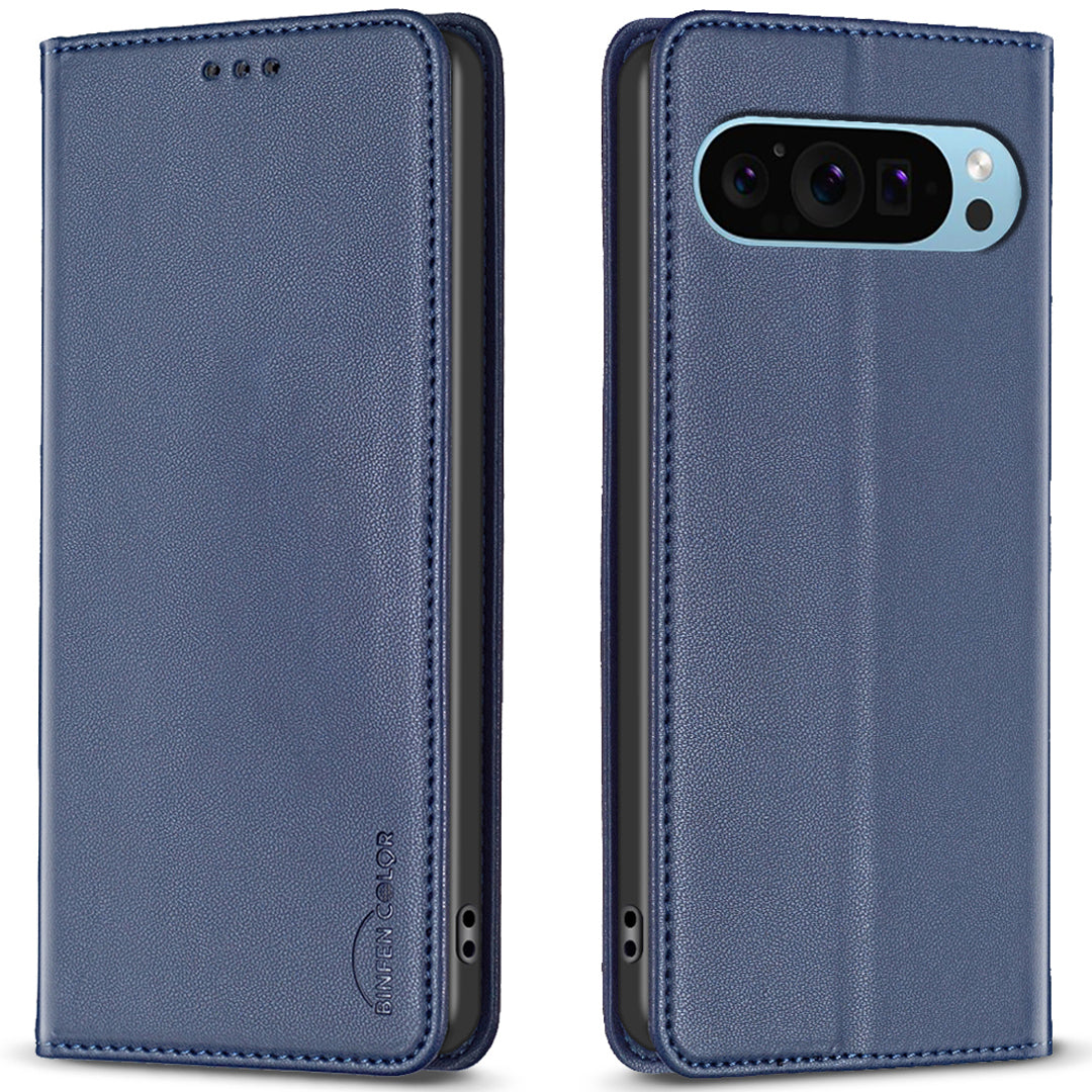 BINFEN COLOR BF18 For Google Pixel 9 Leather Case Magnetic Closure Flip Phone Cover Full Body Protection