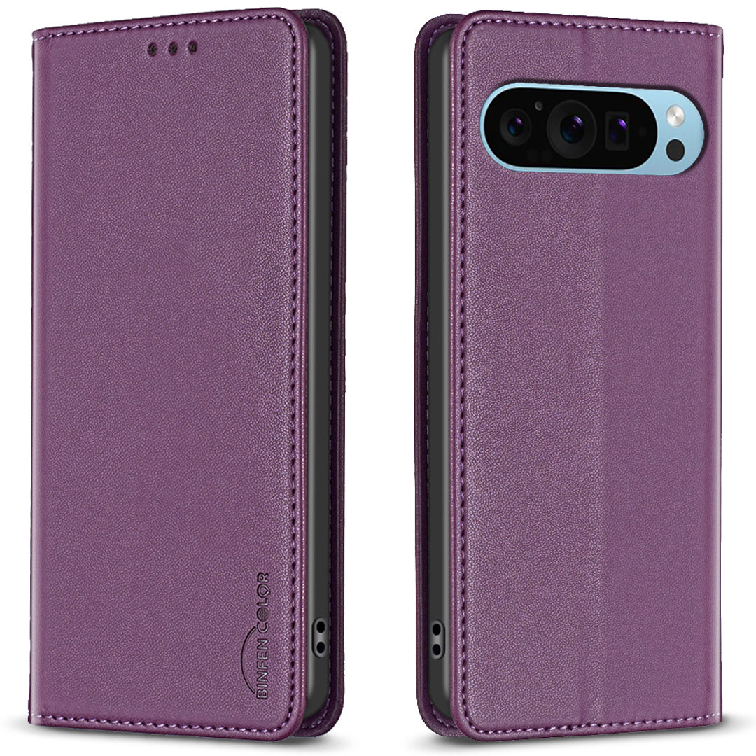 BINFEN COLOR BF18 For Google Pixel 9 Leather Case Magnetic Closure Flip Phone Cover Full Body Protection