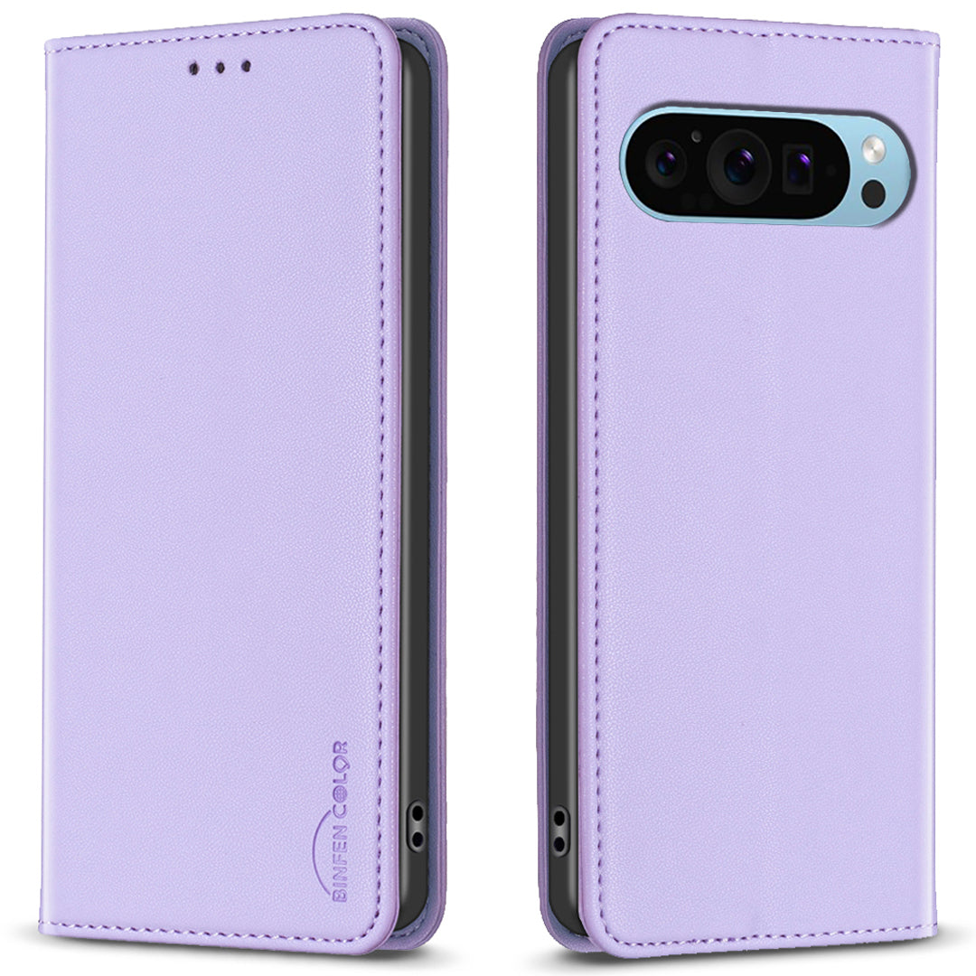 BINFEN COLOR BF18 For Google Pixel 9 Leather Case Magnetic Closure Flip Phone Cover Full Body Protection