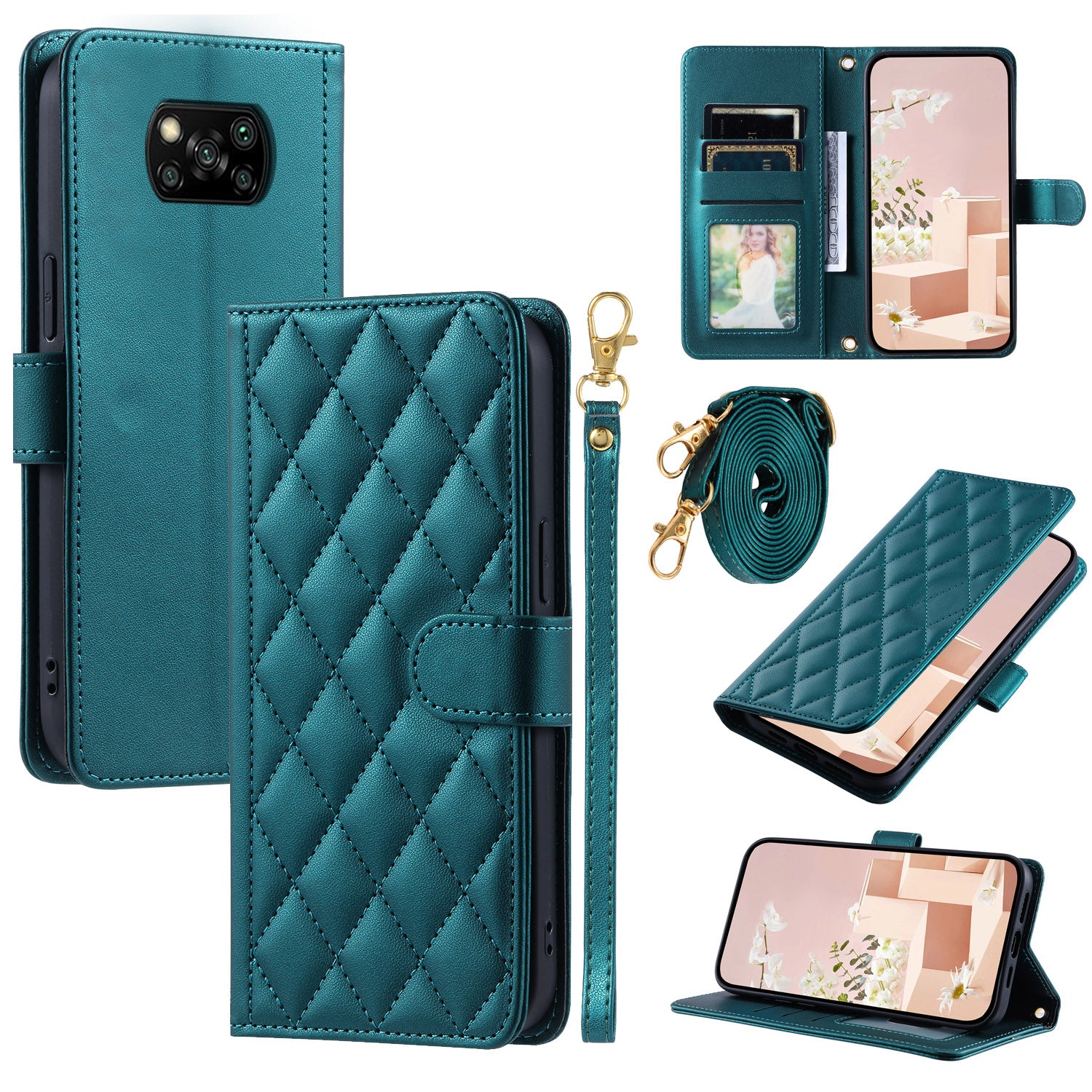 For Xiaomi Poco X3 / Poco X3 NFC / Poco X3 Pro Wallet Case PU Leather+TPU Phone Cover Rhombus Grid Pattern