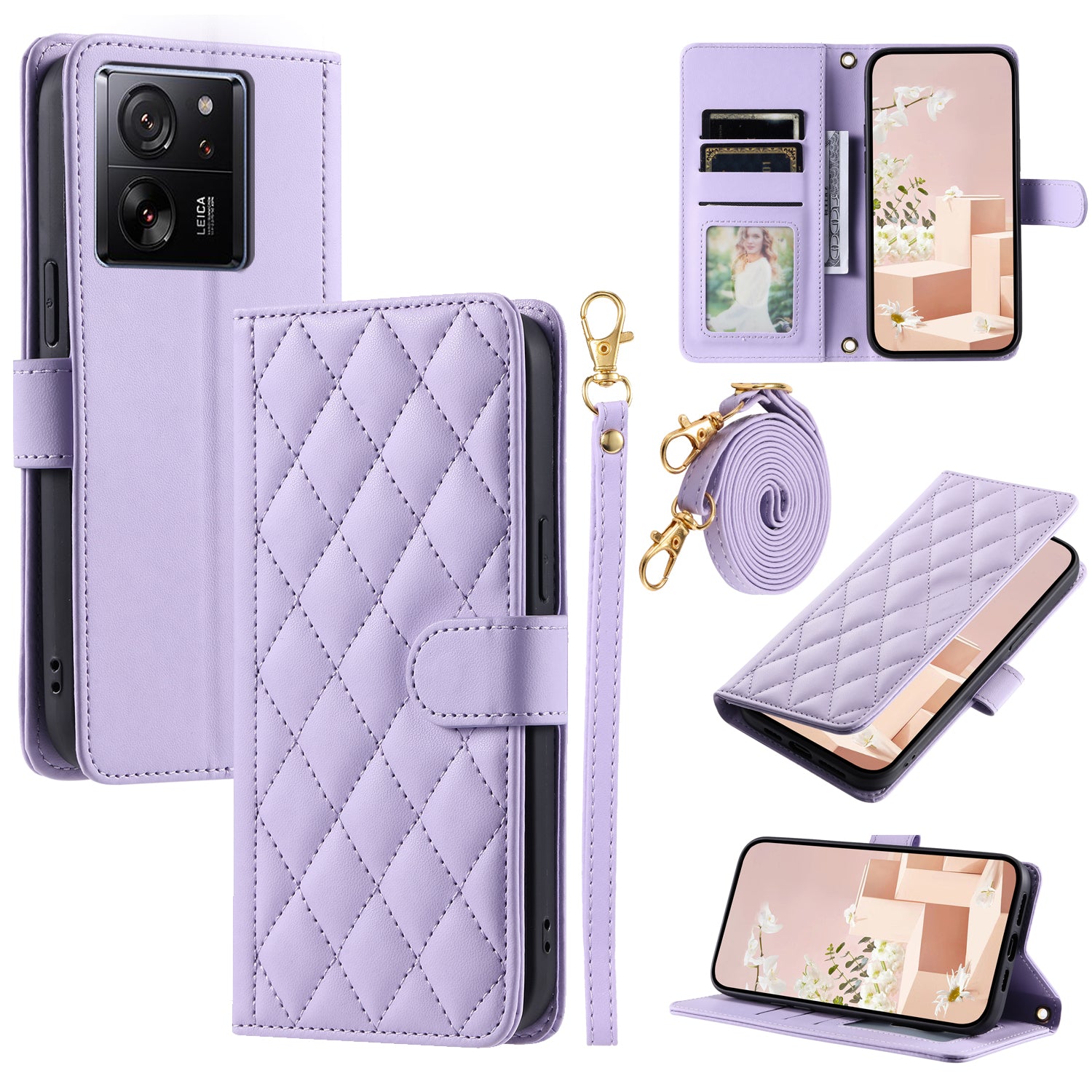 For Xiaomi Redmi K60 Ultra / 13T / 13T Pro Case Magnetic Rhombus Grid Pattern Leather Phone Cover