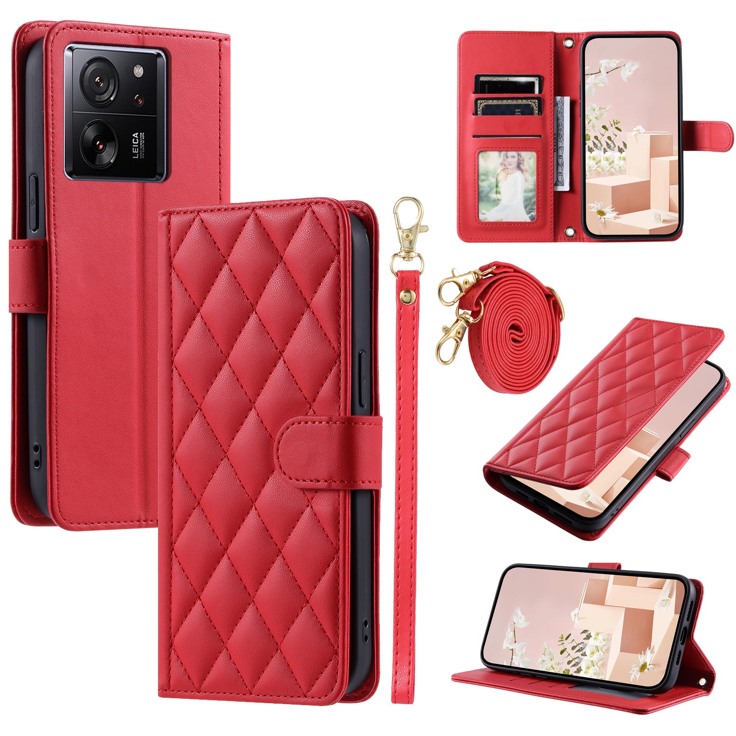 For Xiaomi Redmi K60 Ultra / 13T / 13T Pro Case Magnetic Rhombus Grid Pattern Leather Phone Cover