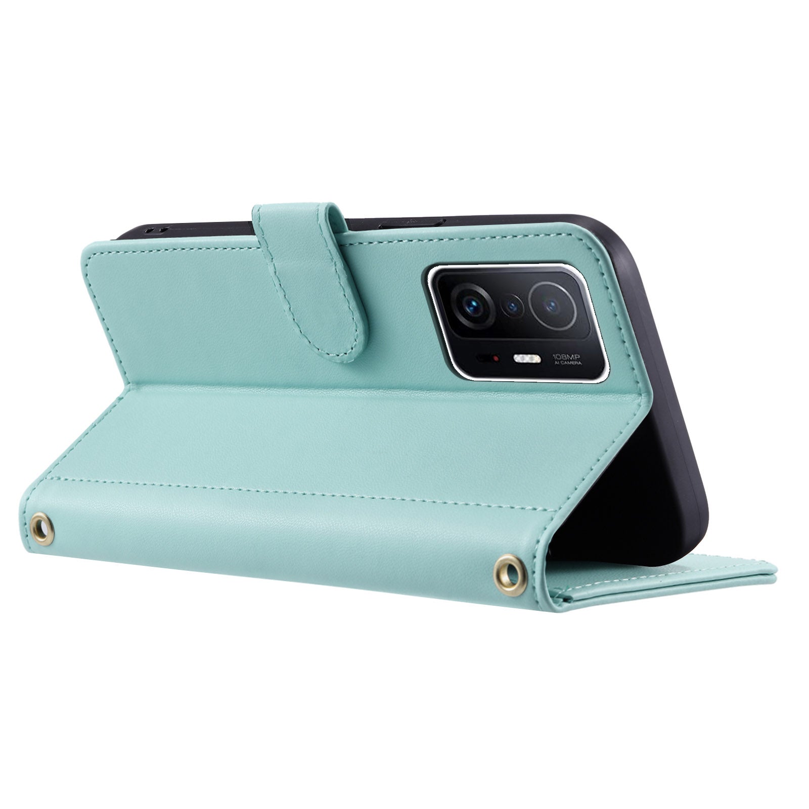For Xiaomi 11T / 11T Pro Leather Case Wallet Card Holder Phone Cover with Shoulder Strap
