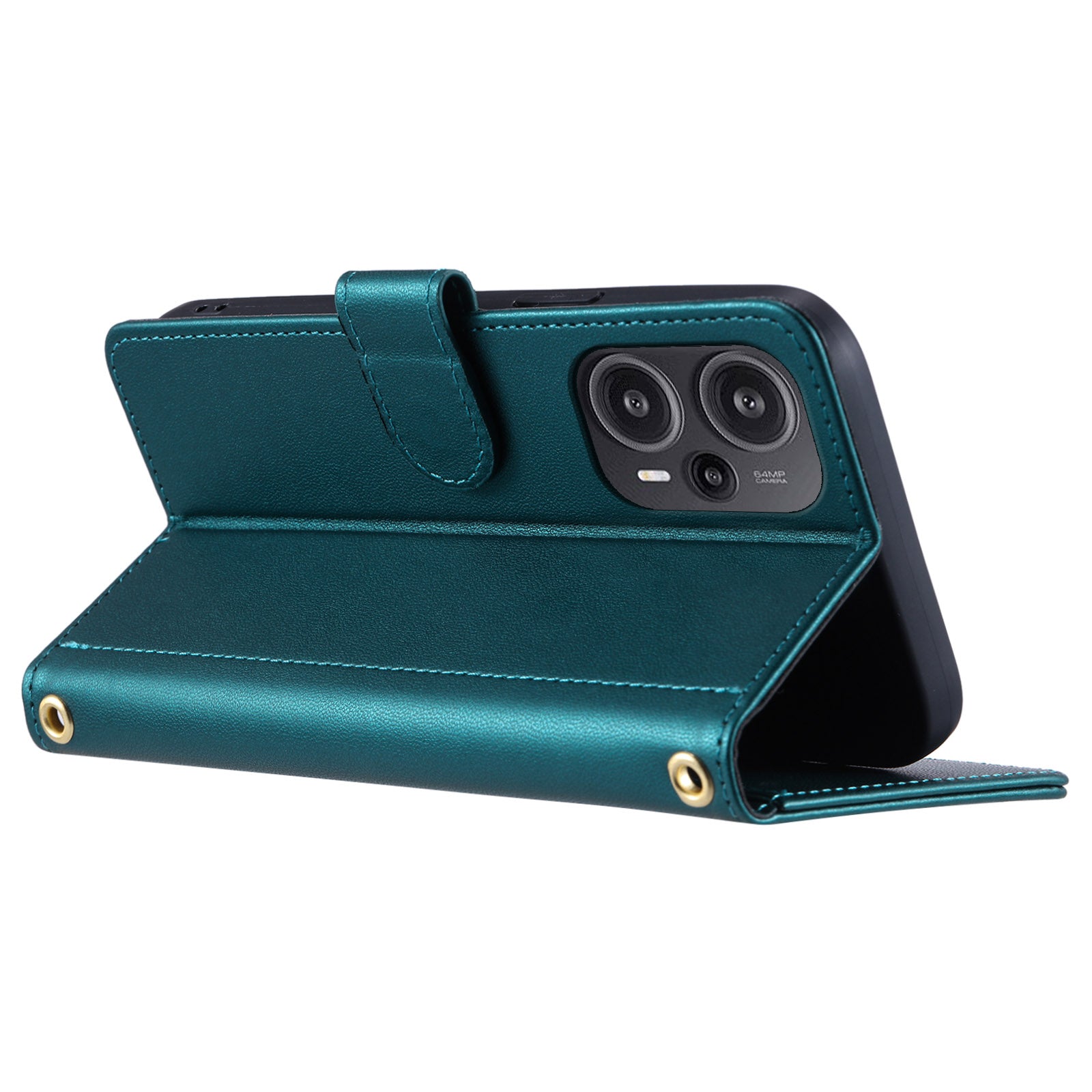 For Xiaomi Poco F5 5G / Redmi Note 12 Turbo Magnetic Case Rhombus Grid Leather Cover with Wrist Strap