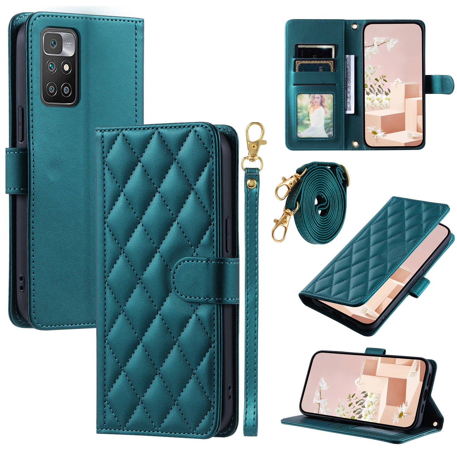 For Xiaomi Redmi 10 4G (2021) / Redmi 10 Prime / Redmi 10 2022 4G / Redmi Note 11 4G (MediaTek) Leather Case with Rhombus Grid Pattern