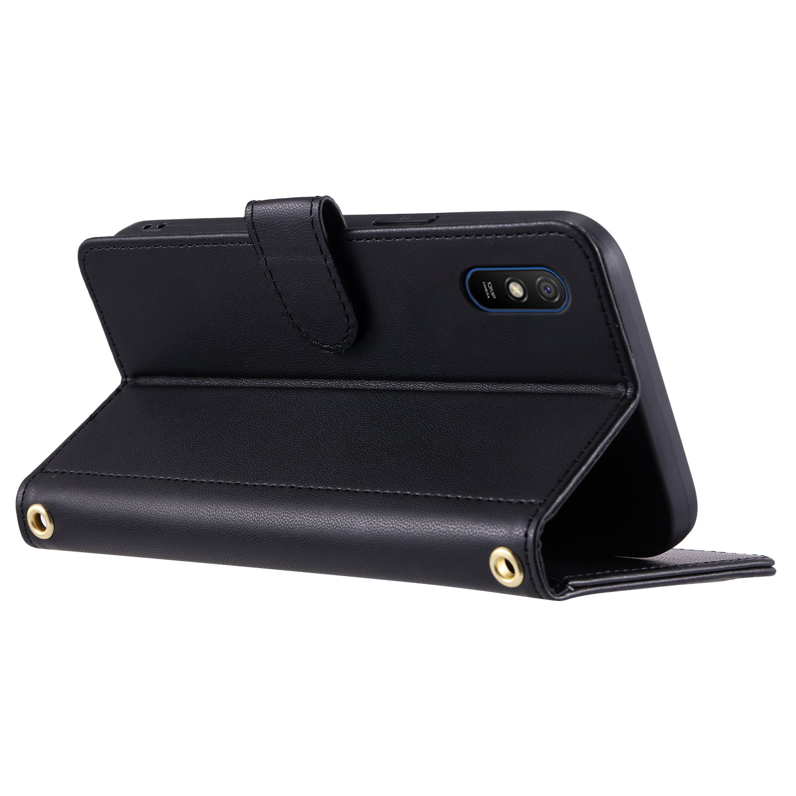 For Xiaomi Redmi 9A / 9AT / 9i Phone Case Rhombus Grid Leather Wallet Stand Cover with 2 Straps