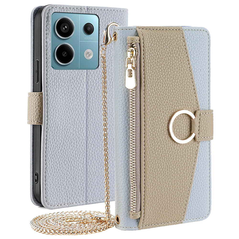 Crossbody Case for Xiaomi Redmi Note 13 Pro 5G / Poco X6 5G Zipper Pocket Phone Cover with Makeup Mirror