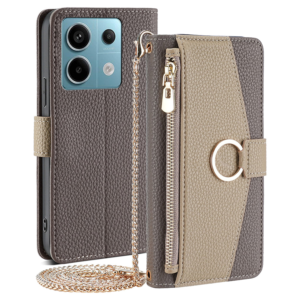 Crossbody Case for Xiaomi Redmi Note 13 Pro 5G / Poco X6 5G Zipper Pocket Phone Cover with Makeup Mirror