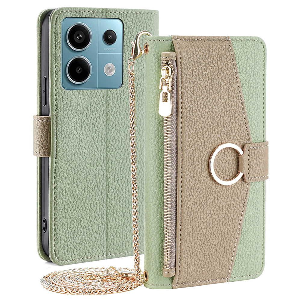 Crossbody Case for Xiaomi Redmi Note 13 Pro 5G / Poco X6 5G Zipper Pocket Phone Cover with Makeup Mirror