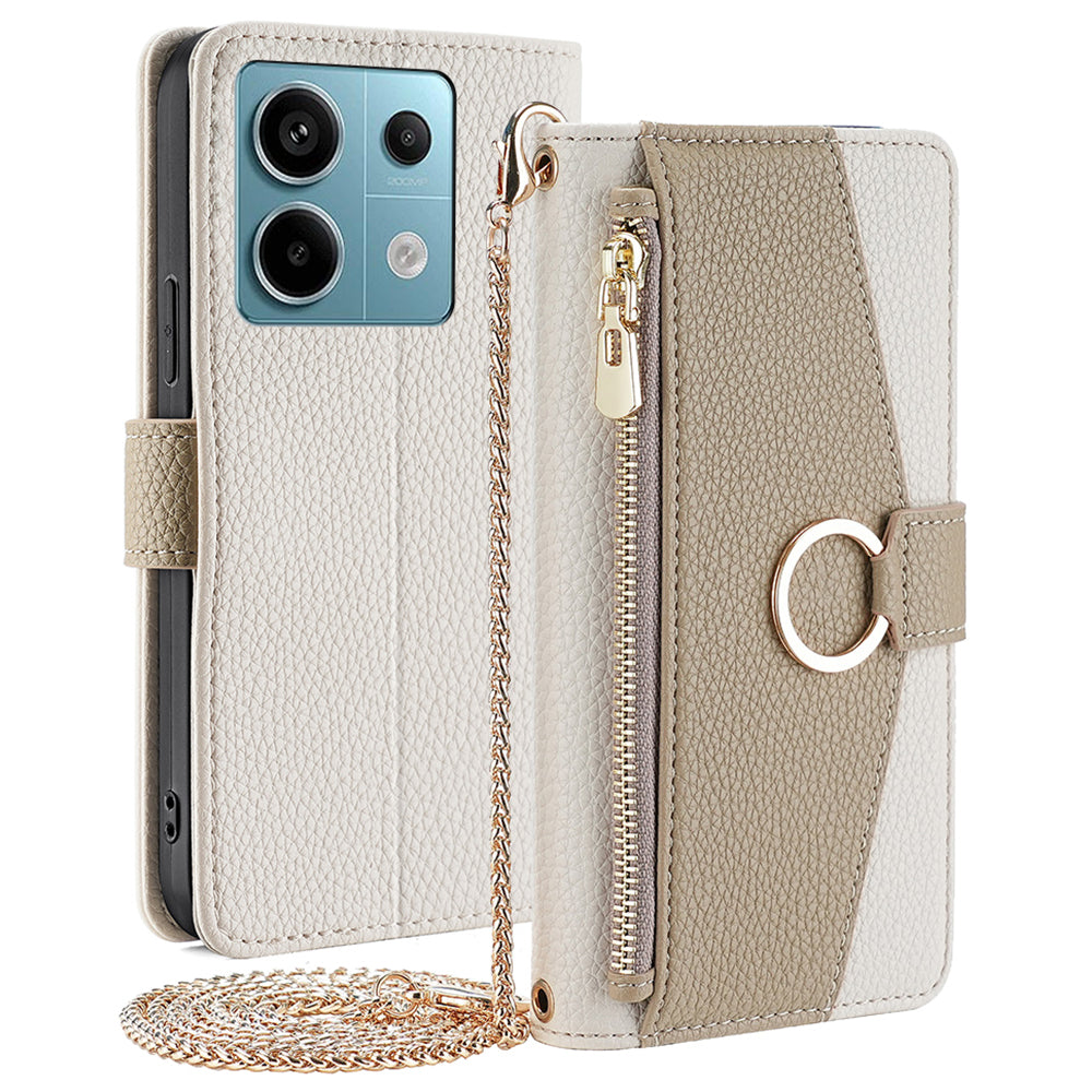 Crossbody Case for Xiaomi Redmi Note 13 Pro 5G / Poco X6 5G Zipper Pocket Phone Cover with Makeup Mirror
