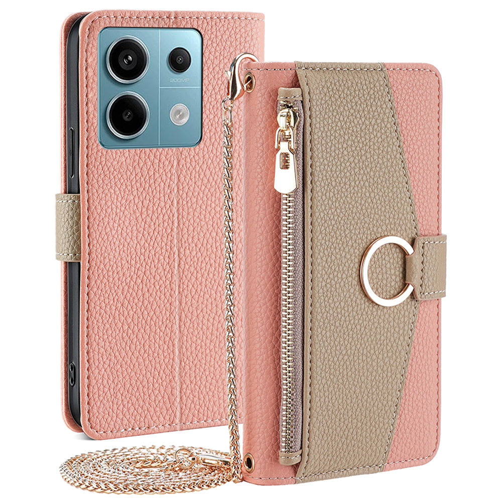 Crossbody Case for Xiaomi Redmi Note 13 Pro 5G / Poco X6 5G Zipper Pocket Phone Cover with Makeup Mirror