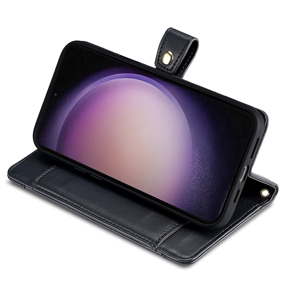 For Samsung Galaxy S24+ Cell Phone Cover Magnetic Leather Phone Case Phone Stand with 2 Straps