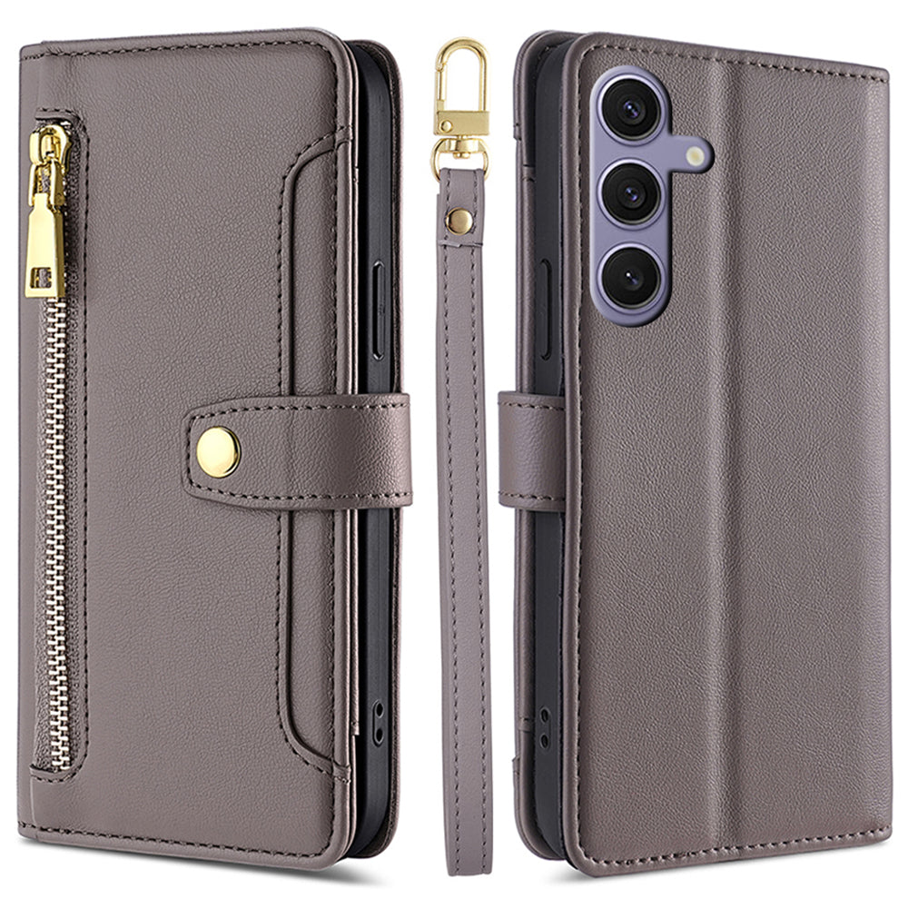 For Samsung Galaxy S24+ Cell Phone Cover Magnetic Leather Phone Case Phone Stand with 2 Straps